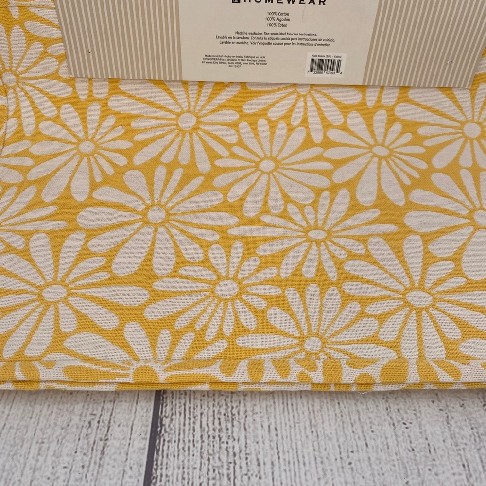 Homewear Placemats (Set of 4) Yellow Daisy Floral 100% Cotton Sunny Cheerful